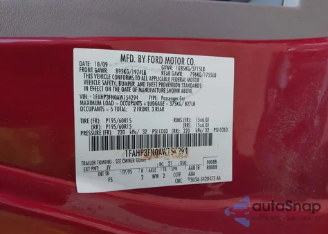 2010 Ford Focus S из США, поврежденный, VIN 1FAHP3EN7AW152964